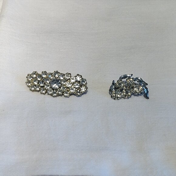 Two Vintage Rhinestone Brooch Pin - Picture 2 of 13